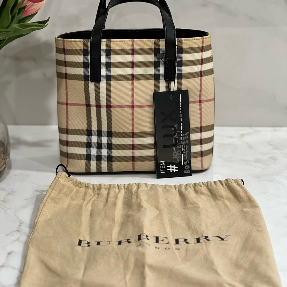 Burberry Beige and Black Plaid Handbag